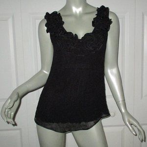 YOANA BARASCHI Black Ruffled Sleeveless Blouse